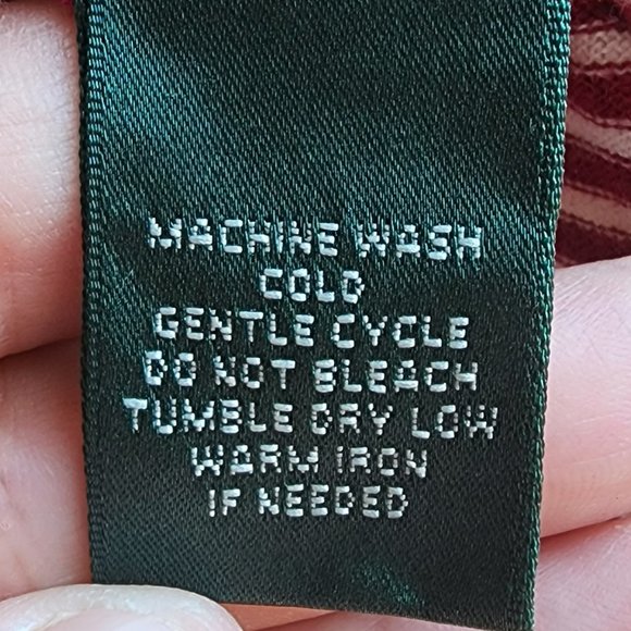 Lauren Ralph Lauren Red/White Pinstriped Scoop Neck Jersey Size Large - Picture 12 of 16